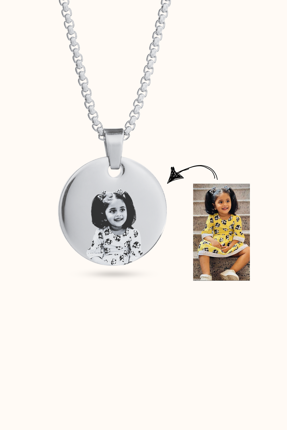 Silver Circle shape Photo Necklace